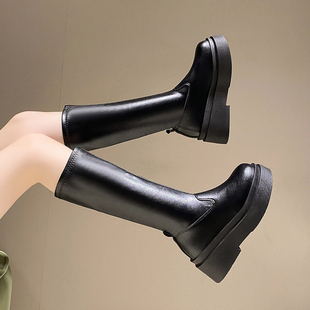 今年流行的长筒靴女2025秋冬新款厚底增高超火长统长靴高筒骑士靴