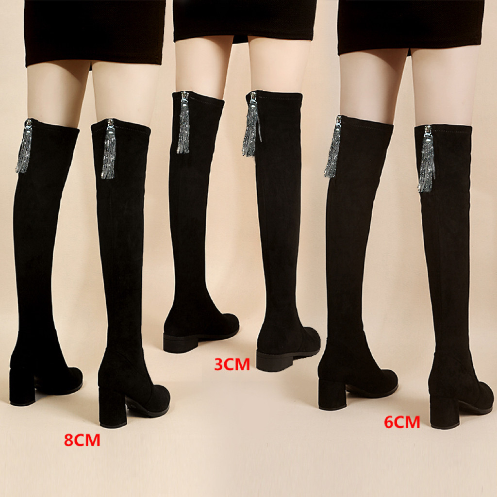 弹力靴袜靴女2025新款秋冬季加绒长靴女粗跟高筒瘦瘦靴过膝长筒靴,女鞋,时装靴,淘宝优惠券,粉丝福利购,淘宝优惠卷