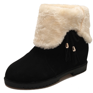 毛毛雪地靴女款冬季女鞋加绒加厚保暖棉鞋时尚洋气内增高红色短靴