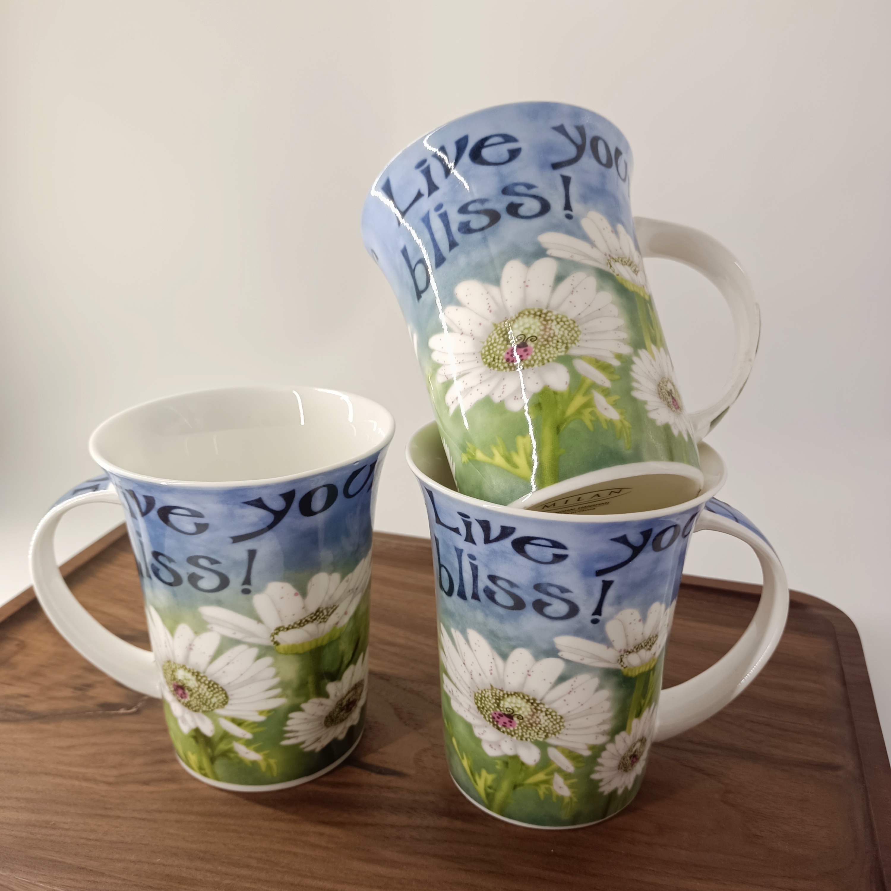 小白菊骨瓷杯子陶瓷马克杯水杯咖啡杯子精美