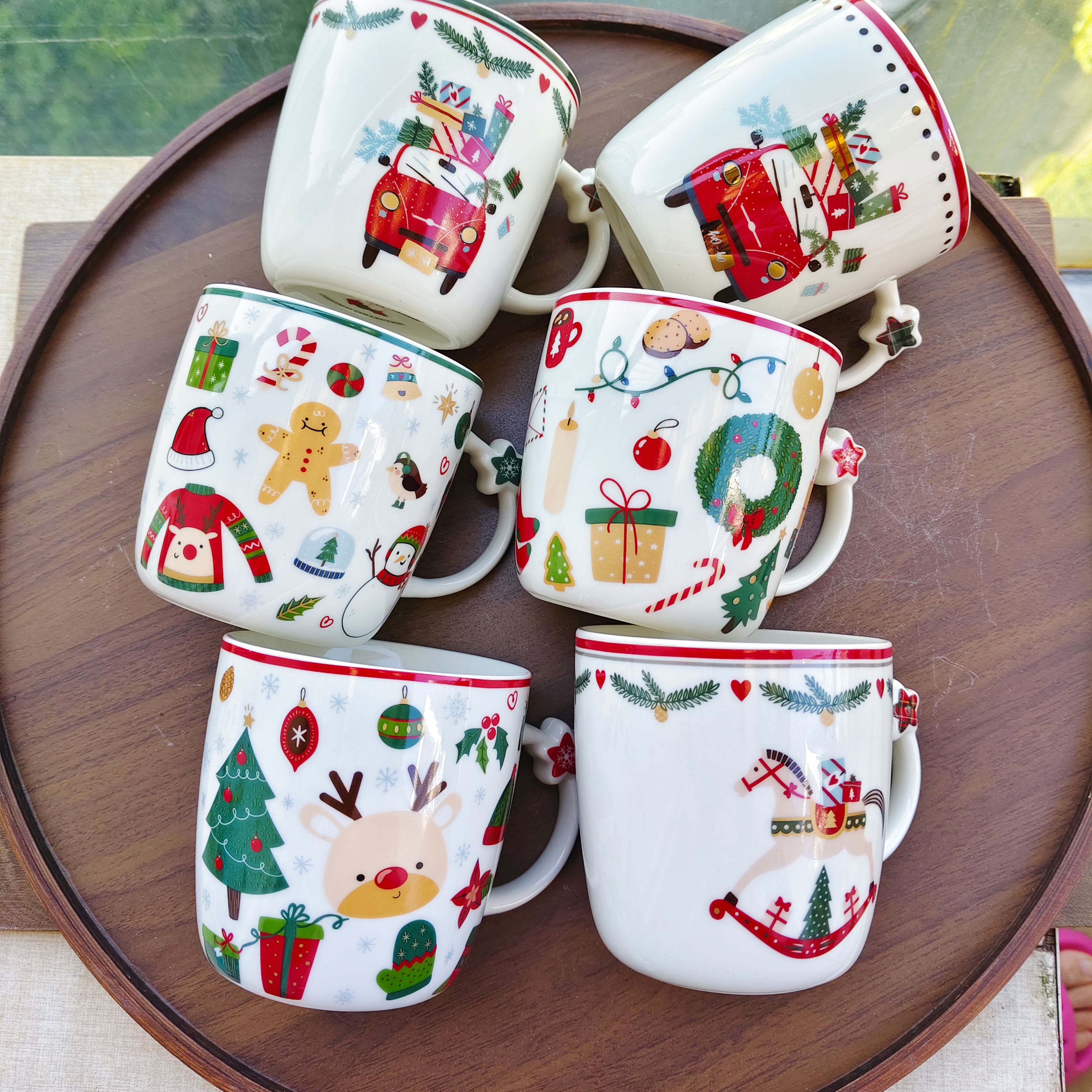 350ml出口欧美可爱圣诞节马克杯蜡笔小鹿粉饼人陶瓷杯子水杯