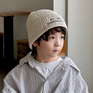 韩系秋冬儿童针织帽子男童毛线帽中大童女男孩护耳百搭2025新款潮