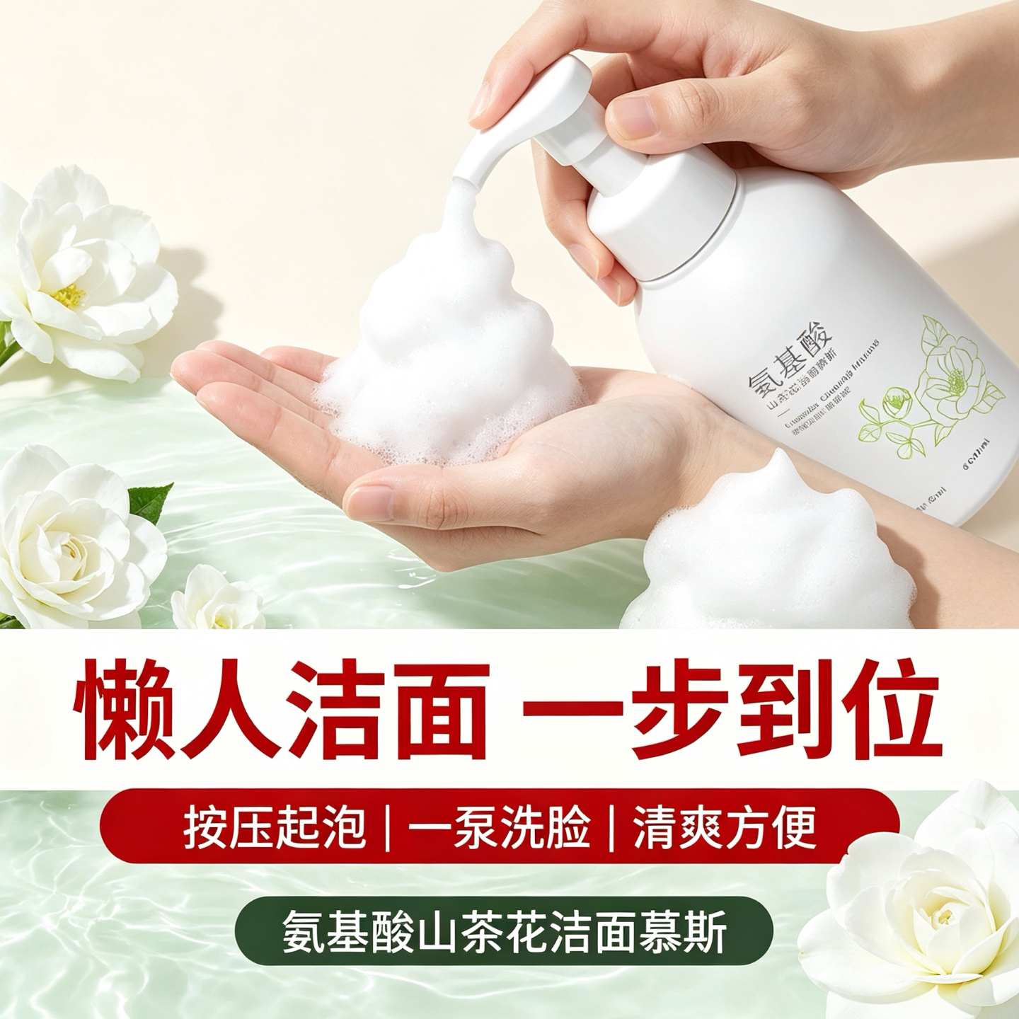 BST山茶花氨基酸泡沫洗面奶青少年青春期控油去痘孩男女专用