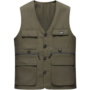 坎肩外套新款 8口袋 爸爸装 中老年马甲男户外春夏秋冬宽松大码 四季