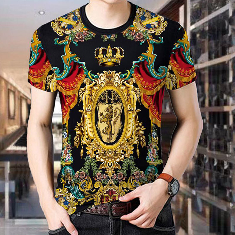 3D印花短袖男潮流t恤男学生潮流男装夏季短袖中国风男装