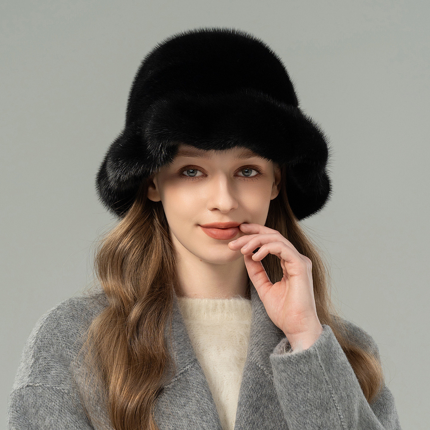 水貂毛帽冬季时尚渔夫帽皮草帽