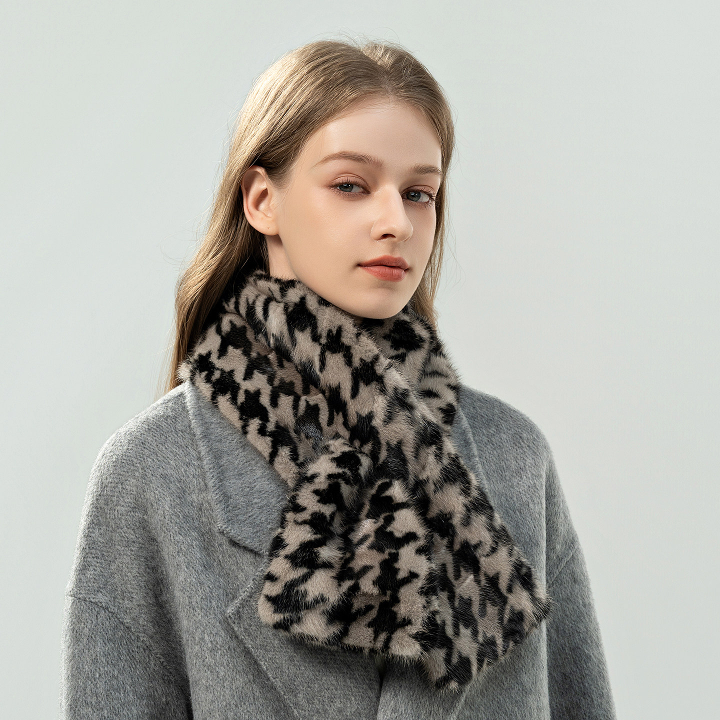 新款双面水貂毛围巾女百搭保暖千鸟格真毛貂皮围脖秋冬季皮草围巾,服饰配件/皮带/帽子/围巾,围巾/丝巾/披肩,淘宝优惠券,粉丝福利购,淘宝优惠卷