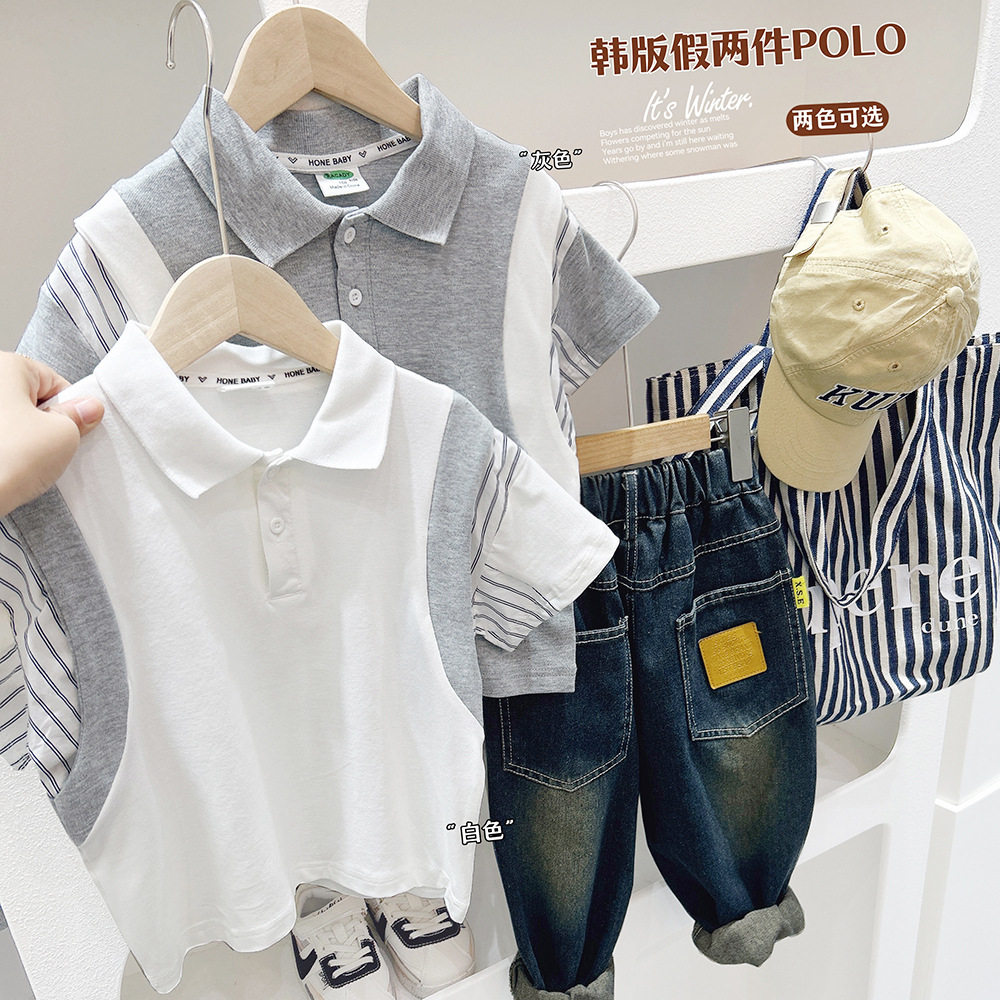 男童短袖T恤夏季儿童新款潮半袖夏装中大童假两件休闲POLO衫,童装/婴儿装/亲子装,儿童POLO衫,淘宝优惠券,粉丝福利购,淘宝优惠卷