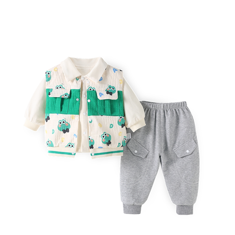婴儿外出服洋气春秋三件套