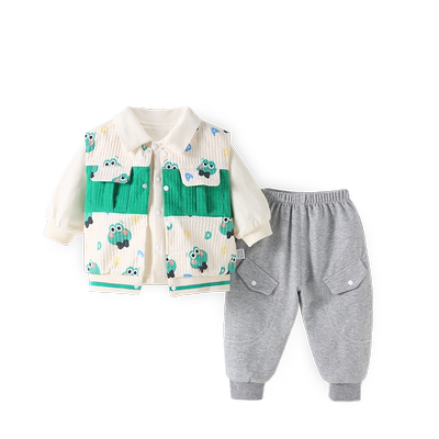 婴儿外出服洋气春秋三件套