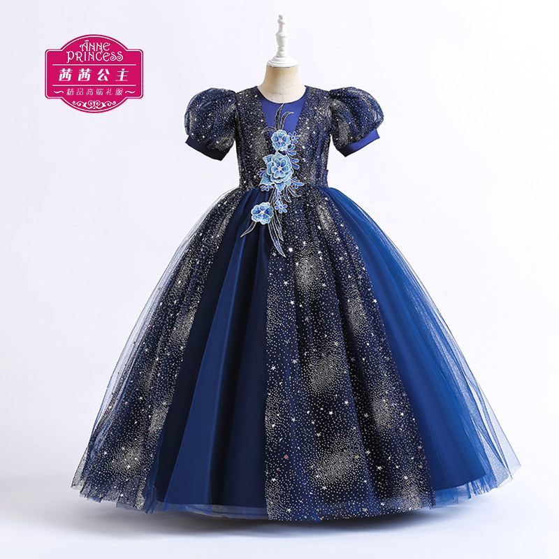 女童长款礼服公主裙欧式蓬蓬裙花童婚纱裙唱歌比赛主持人演出服秋