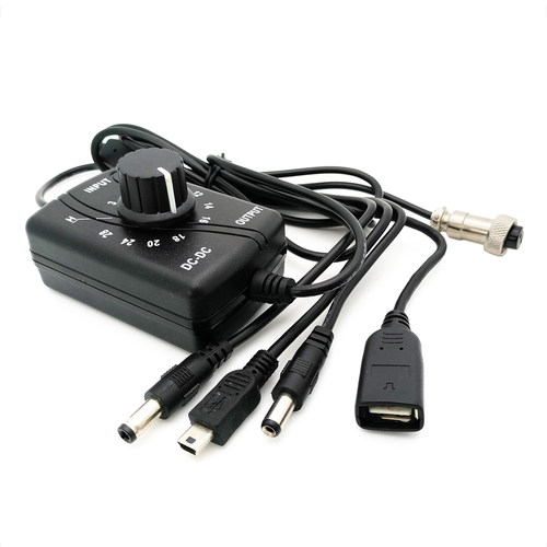 DC-DC直流电压调压器0-28V USB输出 DC转接鳄鱼夹输出线