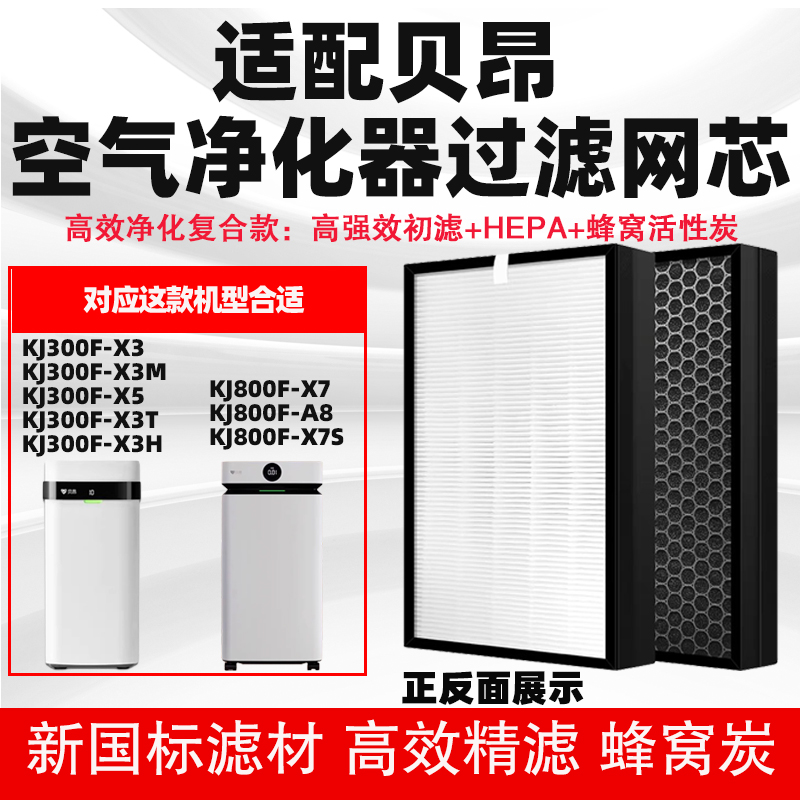 适配贝昂空气净化器滤网KJ300F-X3/X3M/X5/X3T/X3H除甲醛雾霾滤芯