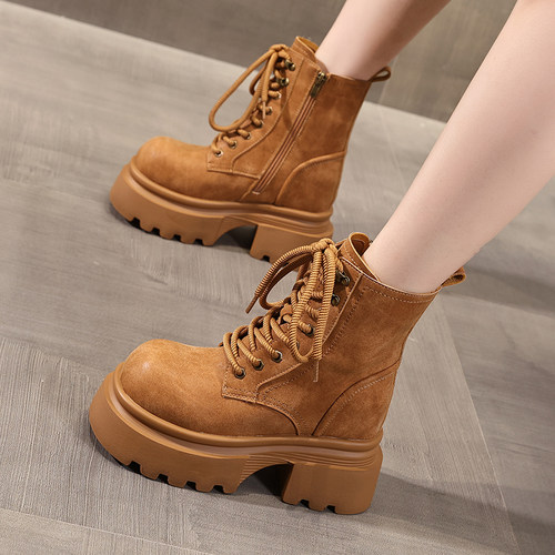 小个子10cm厚底增高真皮马丁靴