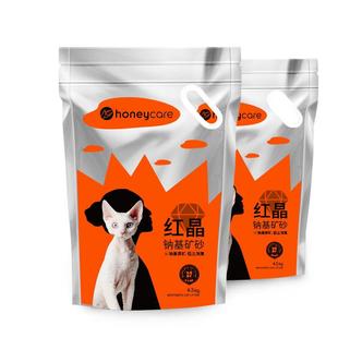 HONEYCARE 红晶钠基矿石猫砂低尘膨润土活性炭消臭不沾底矿砂 2袋