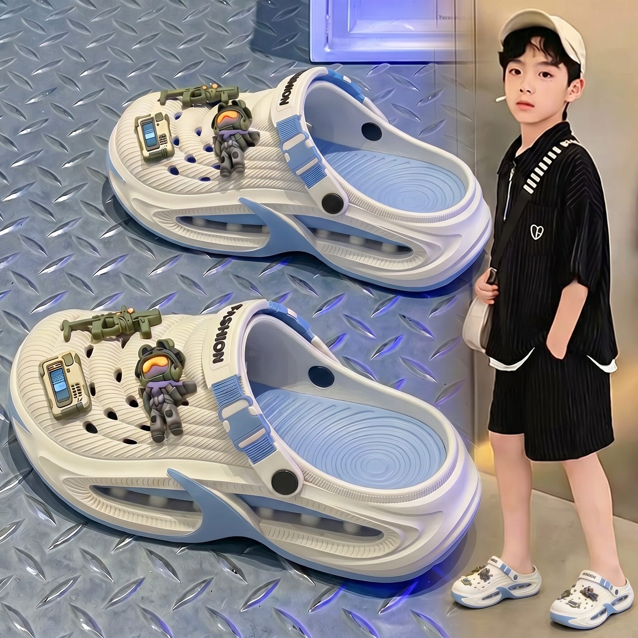 儿童洞洞鞋男童夏2026新款大码图片