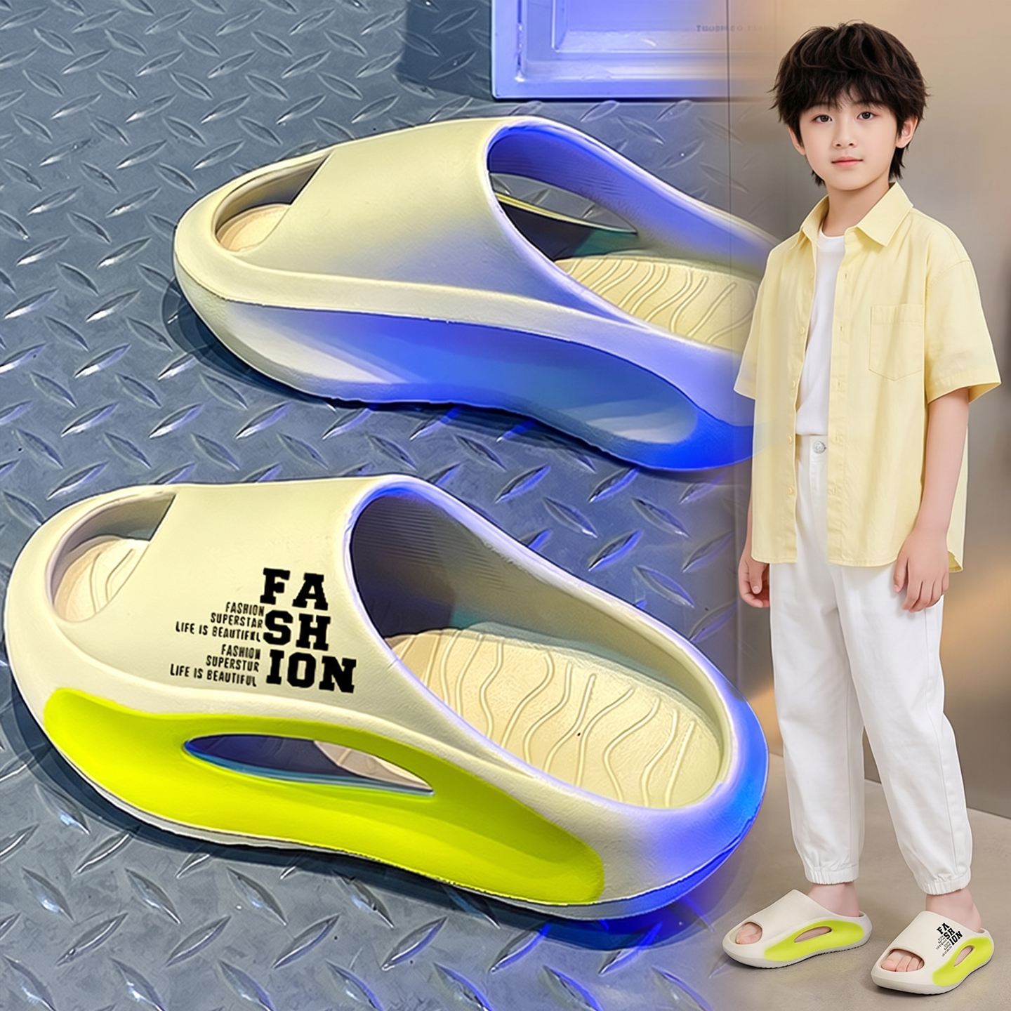 足弓支撑儿童拖鞋男童2026新款夏室内防滑防臭可外穿厚底凉拖鞋男