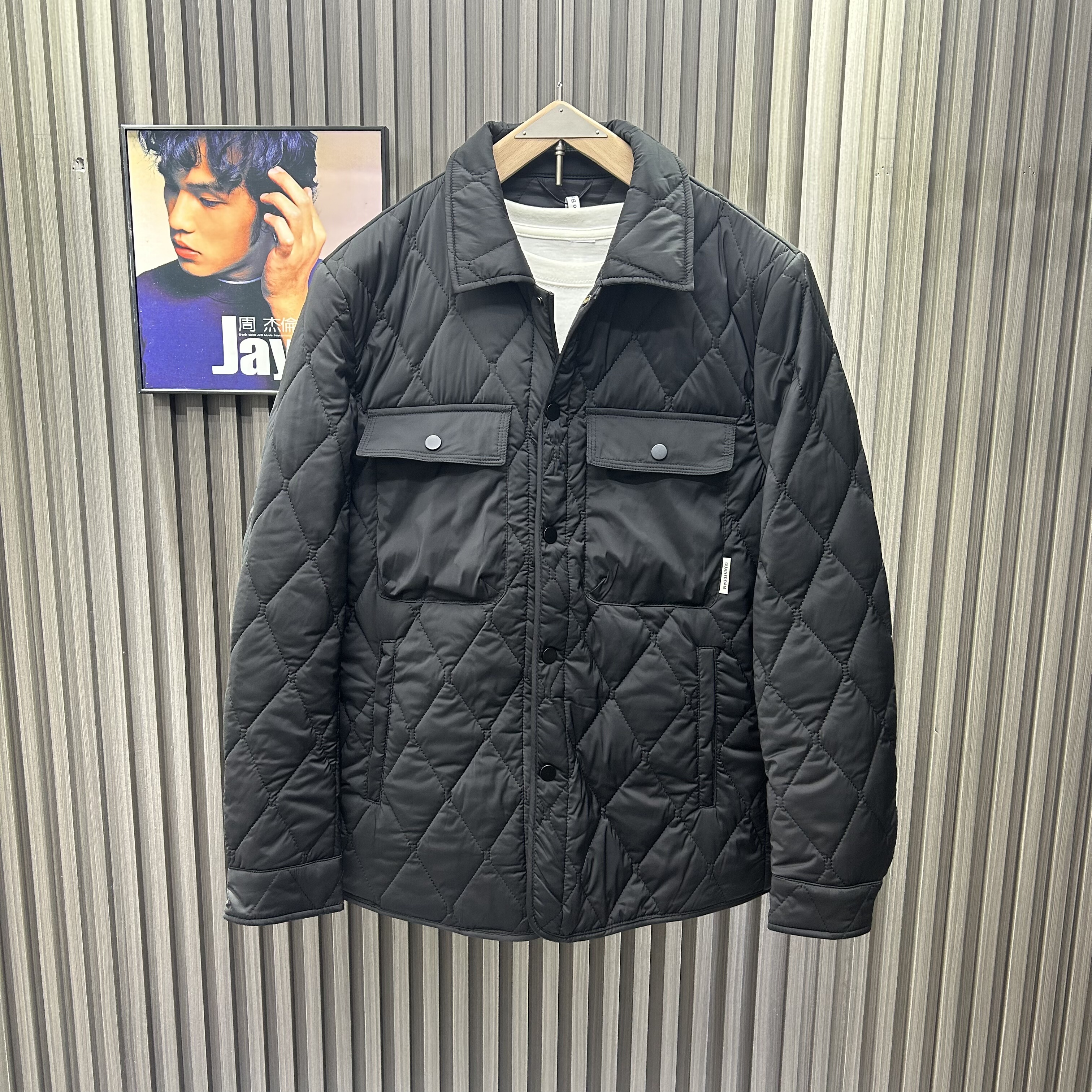 早冬新款翻领夹克外套男士商务休闲棉服冬简约百搭时尚潮流男装潮