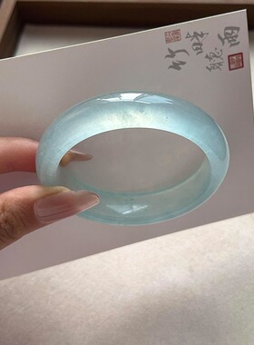 天然水沫玉手镯蓝冰白月光桂花糕玉镯子高冰种正品翡翠色女款礼物