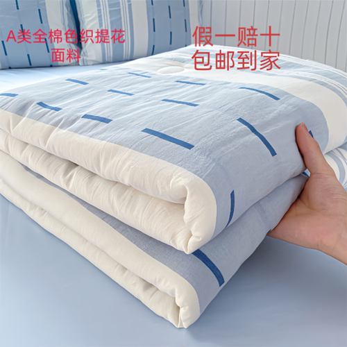 新款A类全棉纯棉色织提花夏凉被