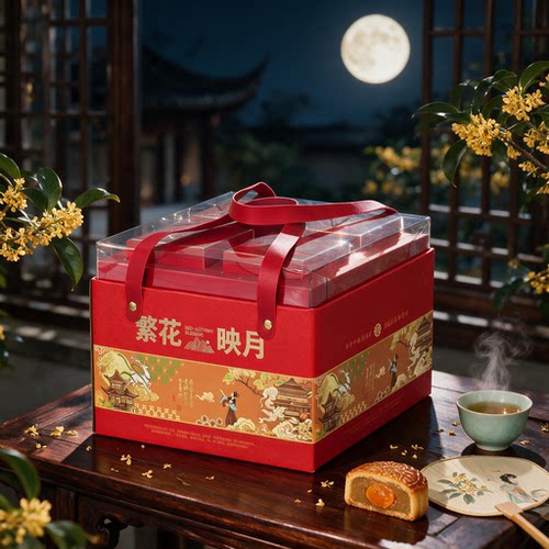 中秋月饼礼盒双层8粒透明盖空盒
