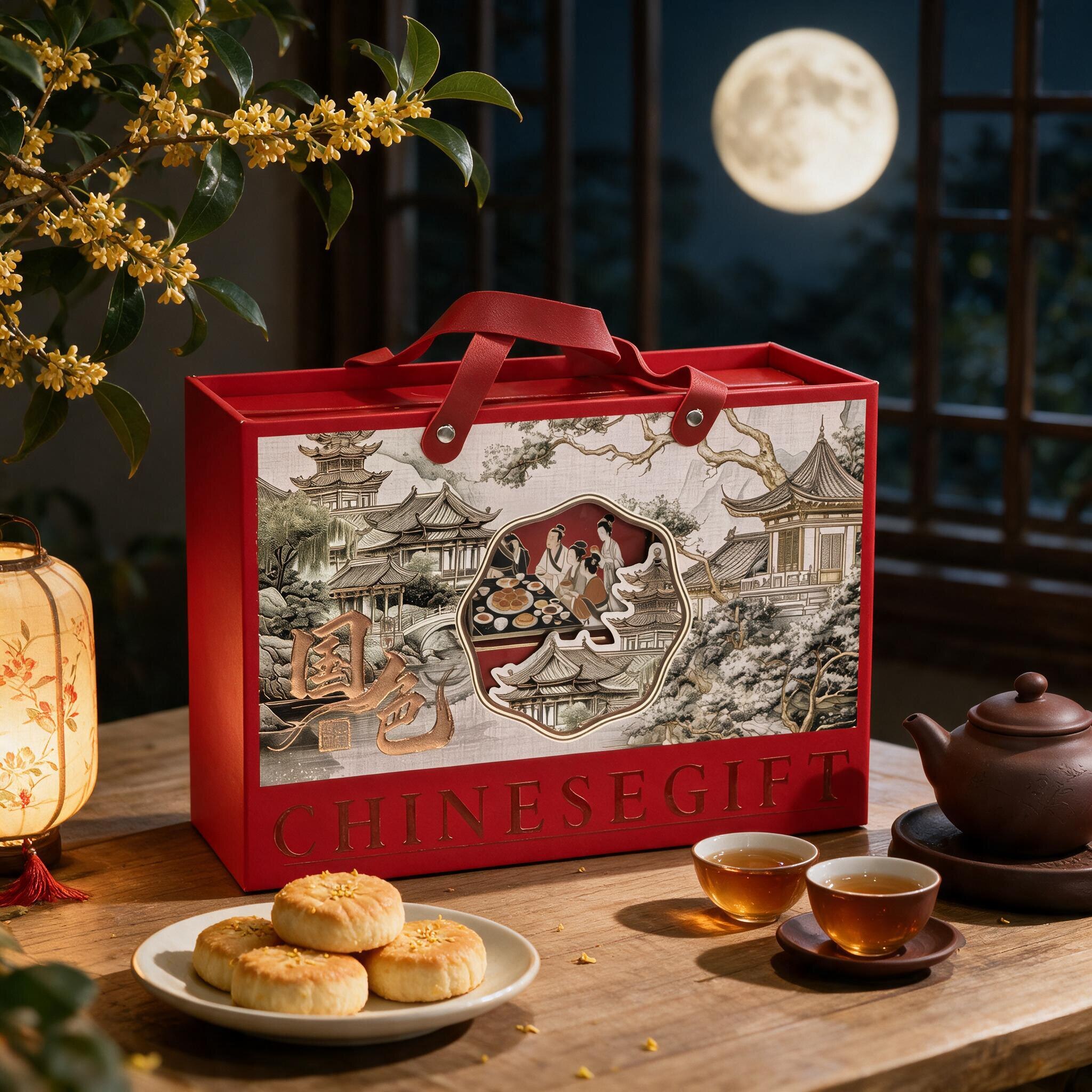 中秋月饼双层12粒礼品盒印logo