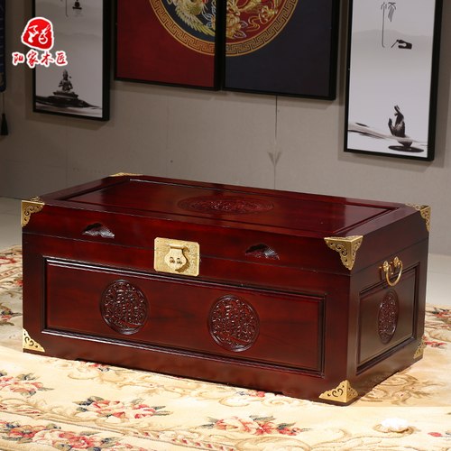 全香结婚复古实木储物收纳陪嫁箱