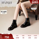 新款 明星同款 真美诗2024冬季 复古桃心扣舒适粗跟弹力靴女J8885DZ4
