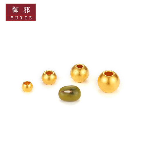 diy古法24k纯金隔珠圆珠散珠金珠