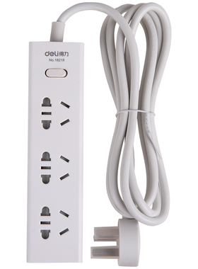 得力18219安全电源插座4孔1.8m防触电插板儿童接线板拖线板排插板