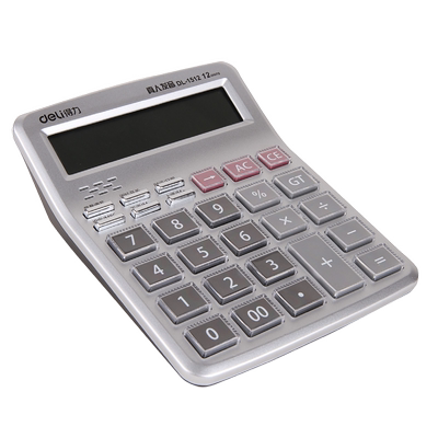 得力1512真人语音计算器12位大号办公水晶大按键大屏计算机财务会计专用女真人发音