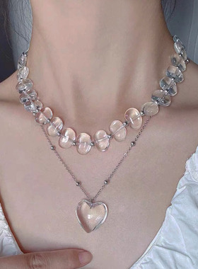 简约水晶女式爱心项链