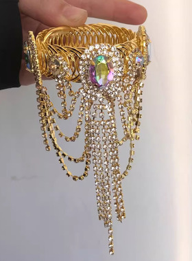 镶钻流苏手臂链弹性可调节手镯女