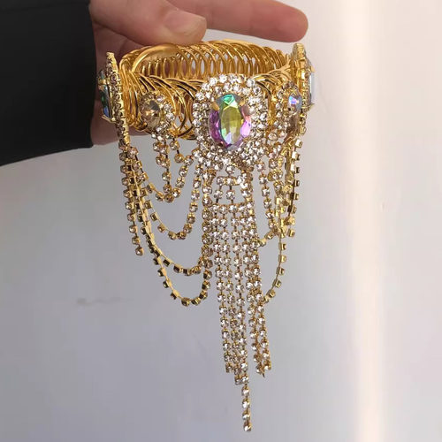 镶钻流苏手臂链弹性可调节手镯女