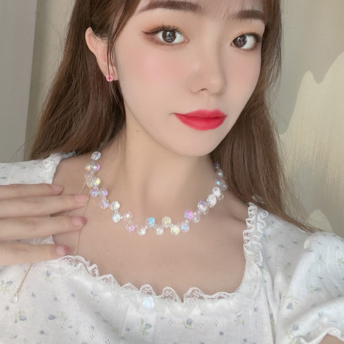 幻彩水晶锁骨链气质短超仙配饰