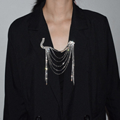 新高档质感闪钻几何胸针个性 流苏长款 镶钻外套毛衣别针胸花配饰