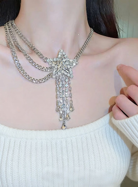轻奢时髦水晶拼接星星夸张项链女
