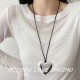 百搭长款 fever同款 韩国金属大号银爱心心形项链简约风时尚 毛衣链
