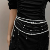 贝壳花朵珍珠腰链女叠戴流苏链串珠腰饰腰带身体链配饰礼服腰饰潮