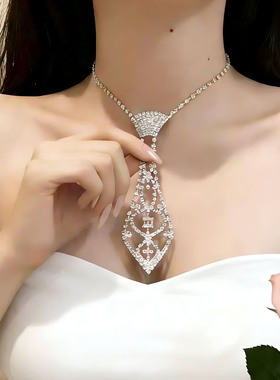 仙女风小众镶钻镂空领带颈圈项链