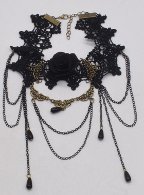 辣妹蕾丝女式花朵锁骨链