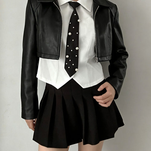 个性时髦JK领带学院风珍珠领饰潮