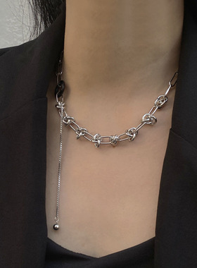 金属拼接女打结荆棘项链