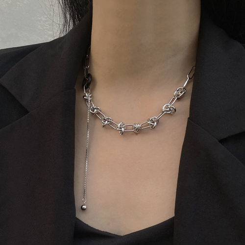 金属拼接女打结荆棘项链