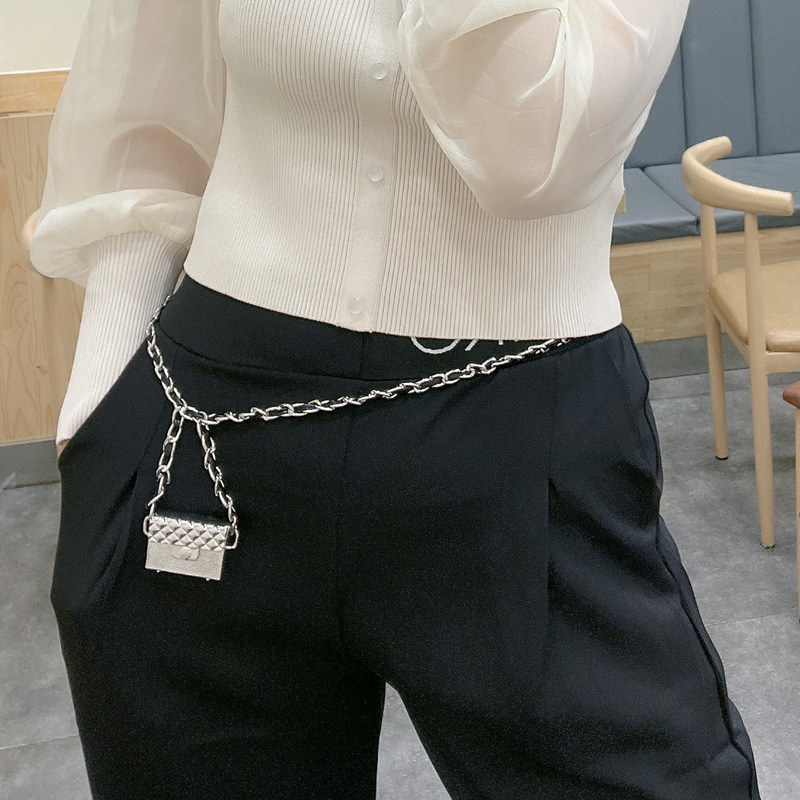 复古小香风编织金属链条腰链女斜挎腰包装饰腰带连衣裙背带配饰
