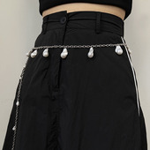 小香风复古异形巴洛克珍珠腰链女配裙子休闲高级感金属细腰带新款