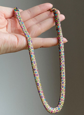 甜酷辣妹欧美彩色印花蛇骨项链女