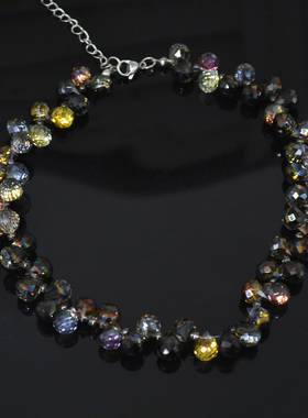 水晶串珠女幻彩不规则锁骨链项链