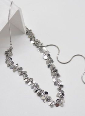 流苏蛇骨链女爱心亮片锁骨项链