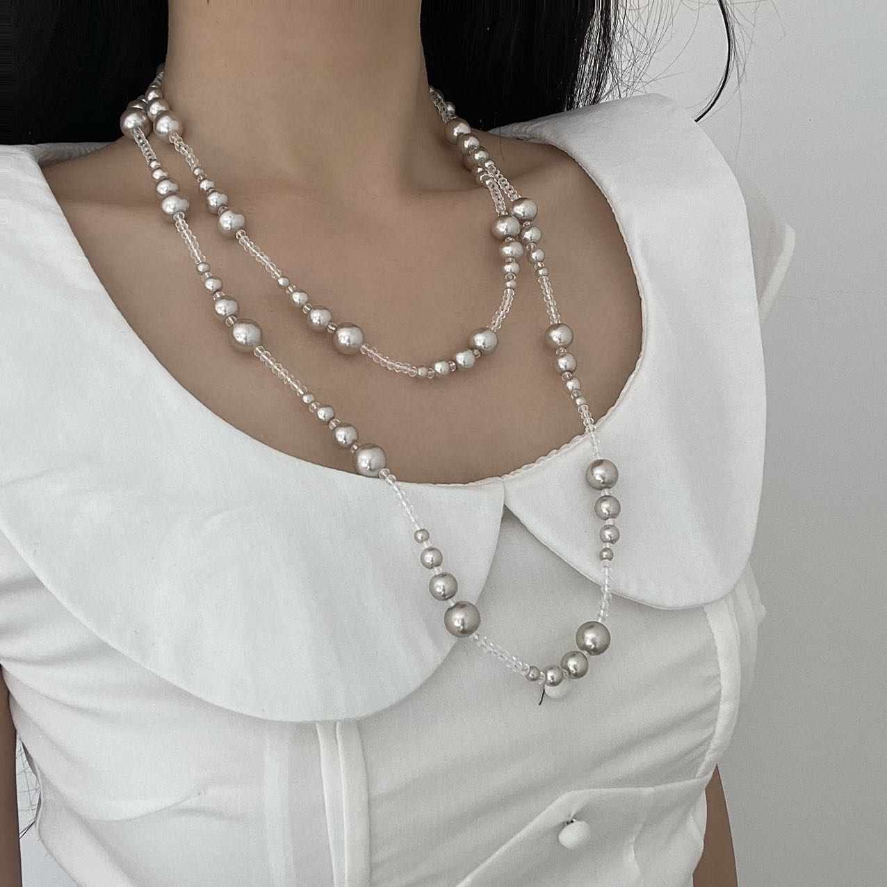 长款不规则珍珠串珠叠戴项链女